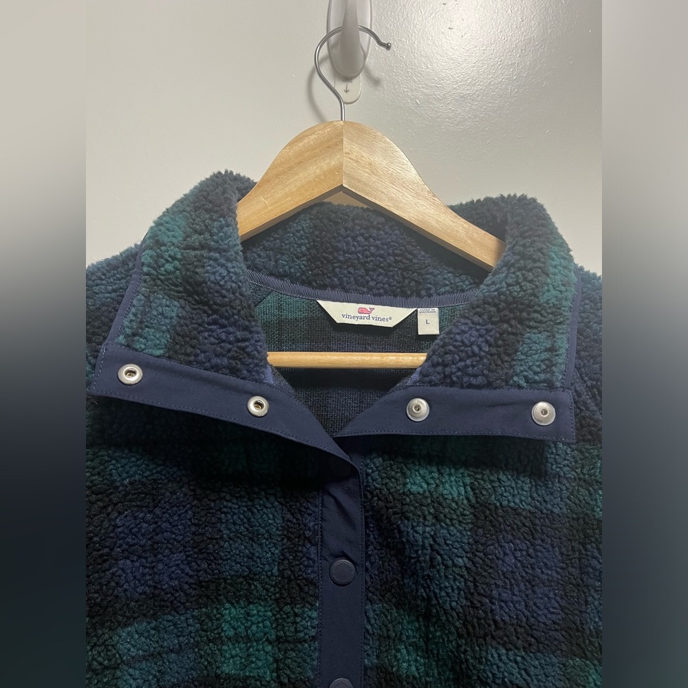 Vineyard Vines Sherpa Snap-Placket Fleece Women’s Size Large - Picture 3 of 6